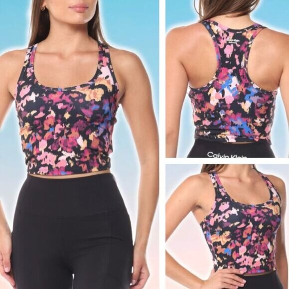 NWT CALVIN KLEIN Performance Stretch Active Printed Top Sz XS - Picture 1 of 5